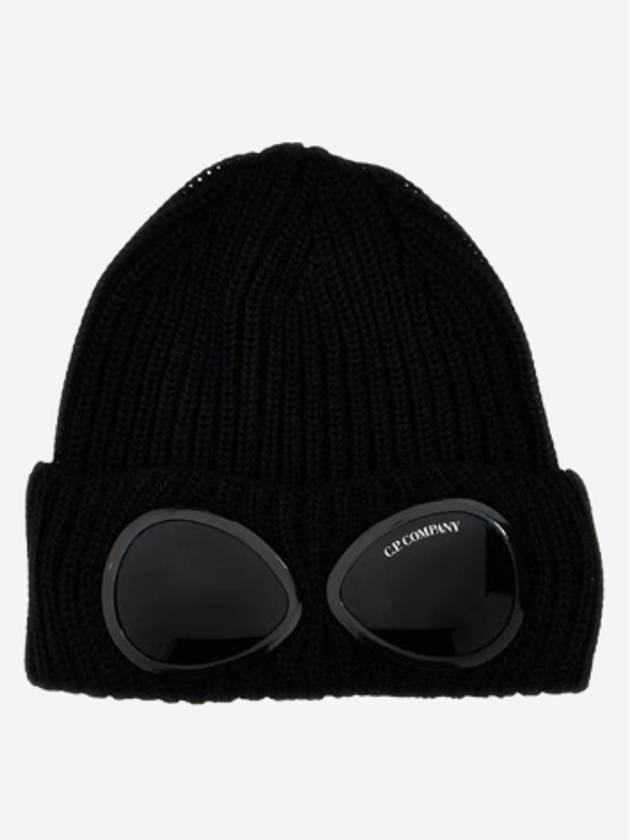 Extra Fine Merino Wool Goggle Beanie Black - CP COMPANY - BALAAN 2