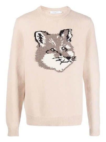 Men's Big Fox Head Classic Pullover Knit Top Beige - MAISON KITSUNE - BALAAN 2