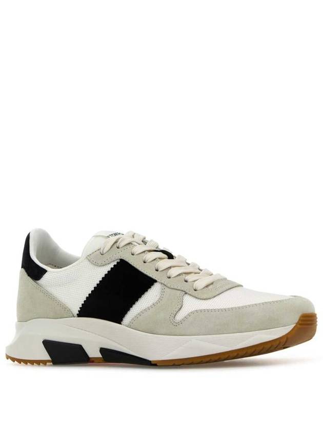 Suede Technical Fabric Jagga Low Top Sneakers Black White - TOM FORD - BALAAN 3