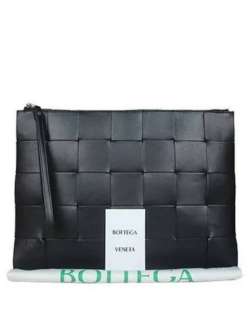 649616 Intreccio weaving black large cassette clutch bag - BOTTEGA VENETA - BALAAN 1