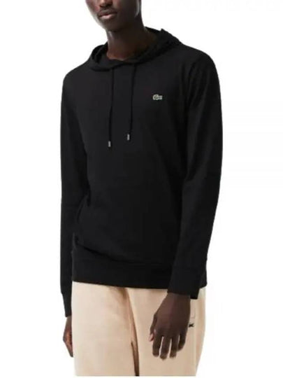 Men's Cotton Jersey Hoodie Black - LACOSTE - BALAAN 2