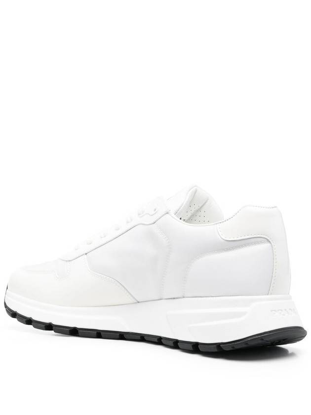 Prax 01 Re-Nylon Brushed Leather Low-Top Sneakers White - PRADA - BALAAN 4