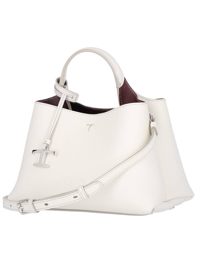 Logo Charm Leather Micro Tote Bag White - TOD'S - BALAAN 3