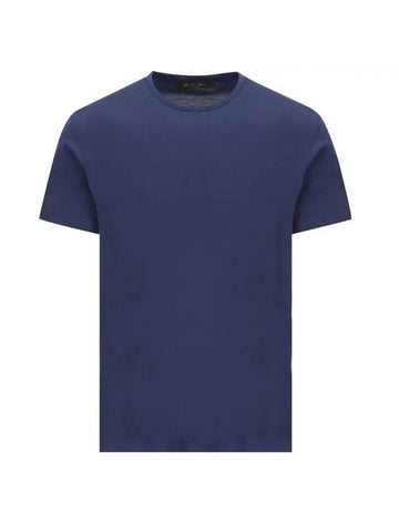 Silk Cotton Soft Short Sleeve T-Shirt Delft Blue - LORO PIANA - BALAAN 1