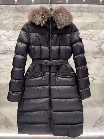 Boedic Fox Fur Women s Long Padding Black - MONCLER - BALAAN 1