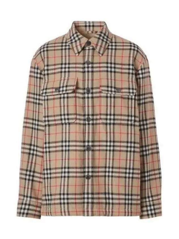 Vintage Check Wool Cotton Over Long Sleeve Shirt Archive Beige - BURBERRY - BALAAN 2