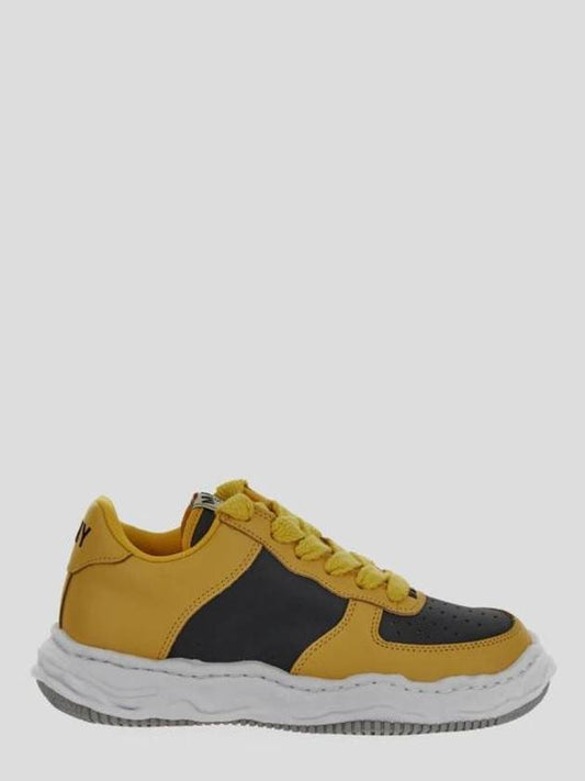 Wayne OG Sole Leather Low Top Sneakers Black Yellow - MAISON MIHARA YASUHIRO - BALAAN 1