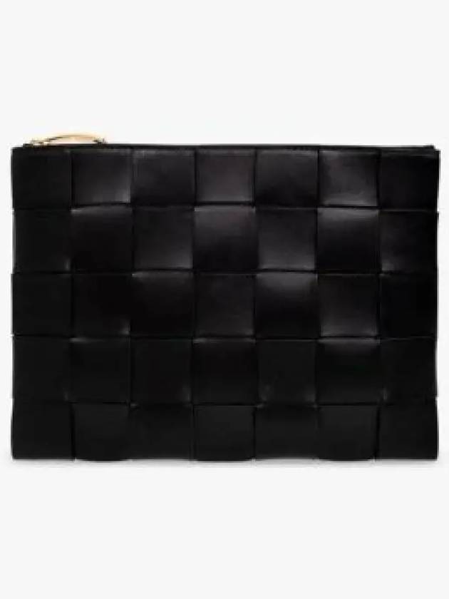 Cassette Intrecciato Medium Clutch Bag Black - BOTTEGA VENETA - BALAAN 2