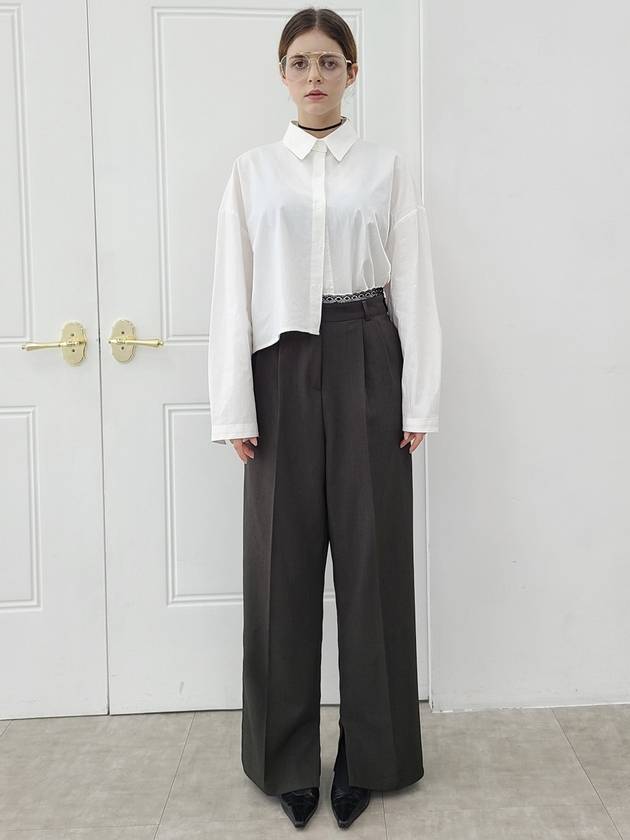 Lace Point 2 Tuck Wide Pants Grey - PRETONE - BALAAN 2