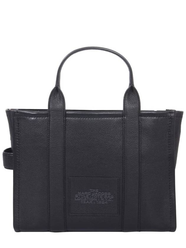 Logo Medium Leather Tote Bag Black - MARC JACOBS - BALAAN 7