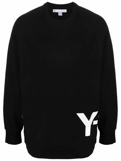 Logo Crew Neck Cotton Sweatshirt Black - Y-3 - BALAAN 2