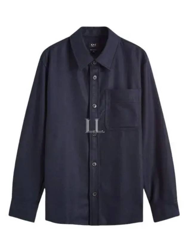 Basile Wool Long Sleeve Overshirt Navy - A.P.C. - BALAAN 2