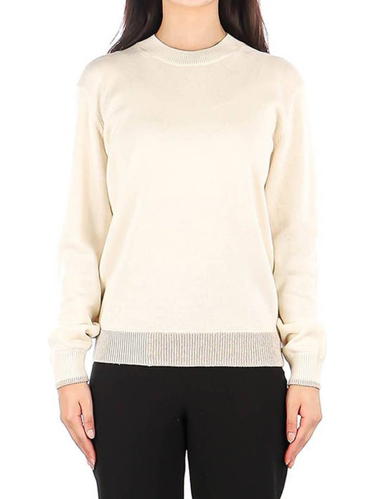 solid crew neck knit top beige - THEORY - BALAAN.