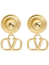 V Logo Crystal Drop Earrings Gold - VALENTINO - BALAAN 6