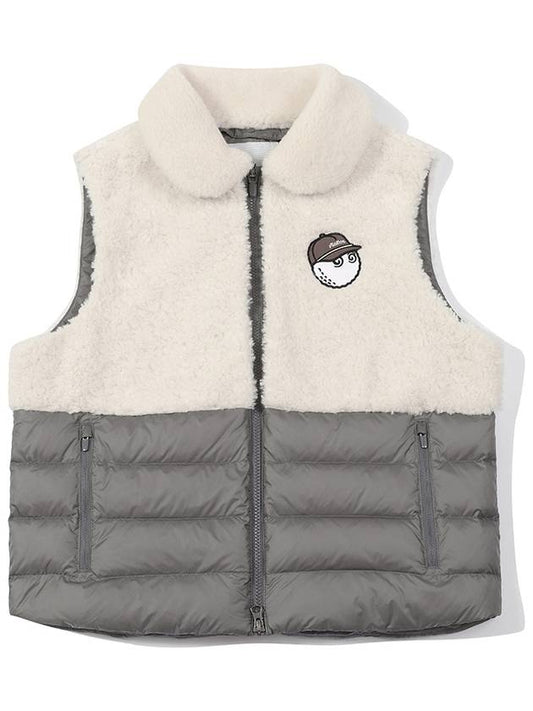 Fleece Hybrid Down Vest KHAKI WOMAN - MALBON GOLF - BALAAN 1