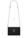 Envelope Chain Leather Half Wallet Black - SAINT LAURENT - BALAAN 2