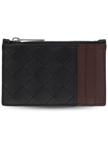 Bottega Veneta Leather Card Case, Men's, Black - BOTTEGA VENETA - BALAAN 1