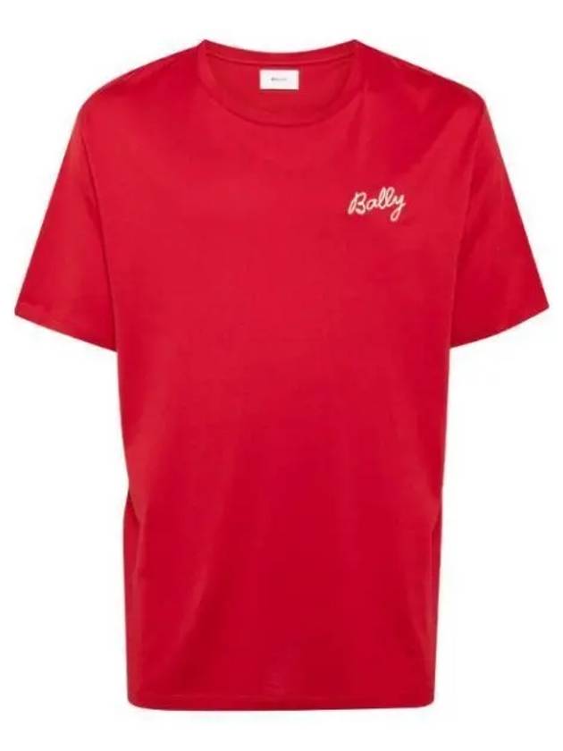 Embroidered Logo Short Sleeve T-Shirt Red - BALLY - BALAAN 2