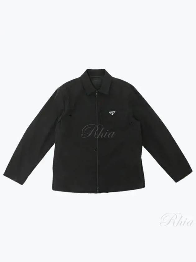 Triangle Logo Shirt Zip Up Jacket Black - PRADA - BALAAN 2