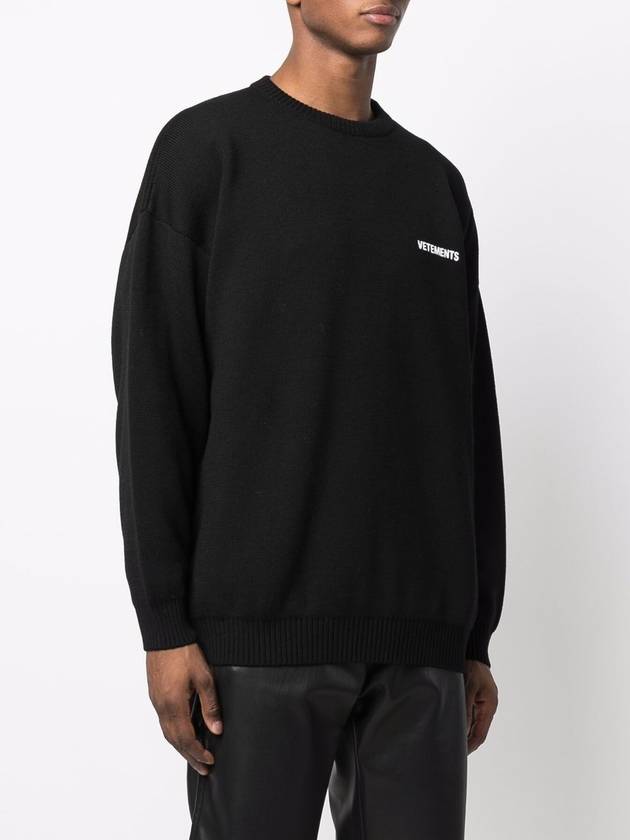 Small Logo Wool Knit Top Black - VETEMENTS - BALAAN 5