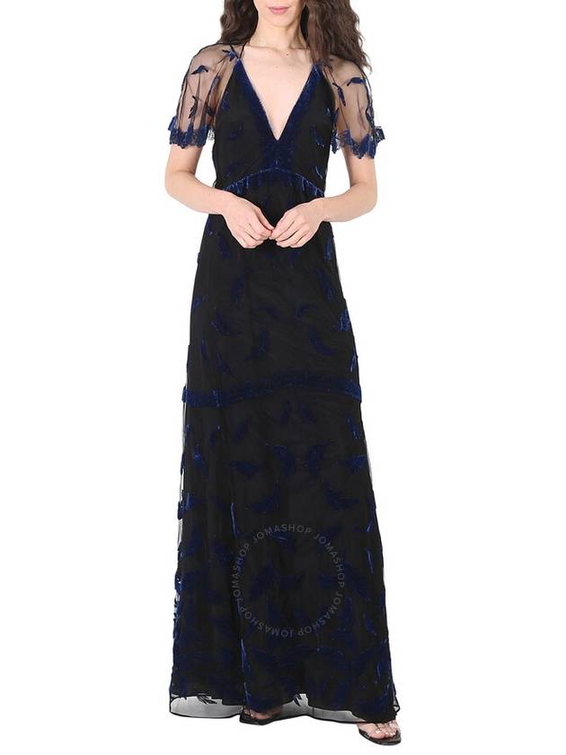 Burberry Velvet Leaf Cap-sleeve Gown, Brand Size 8 (US Size 6) - BURBERRY - BALAAN 1