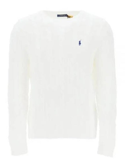 Embroidery Logo Cable Knit Top White - POLO RALPH LAUREN - BALAAN 2