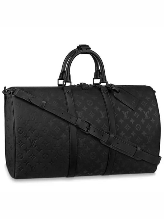 Keepall Bandouliere 50 Monogram Taurillon Leather Duffel Bag Black - LOUIS VUITTON - BALAAN 2