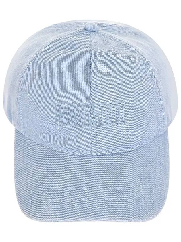 Embroidered Logo Denim Ball Cap Baby Blue - GANNI - BALAAN 3