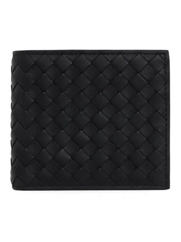 Intrecciato Coin Pocket Half Wallet Black - BOTTEGA VENETA - BALAAN 1