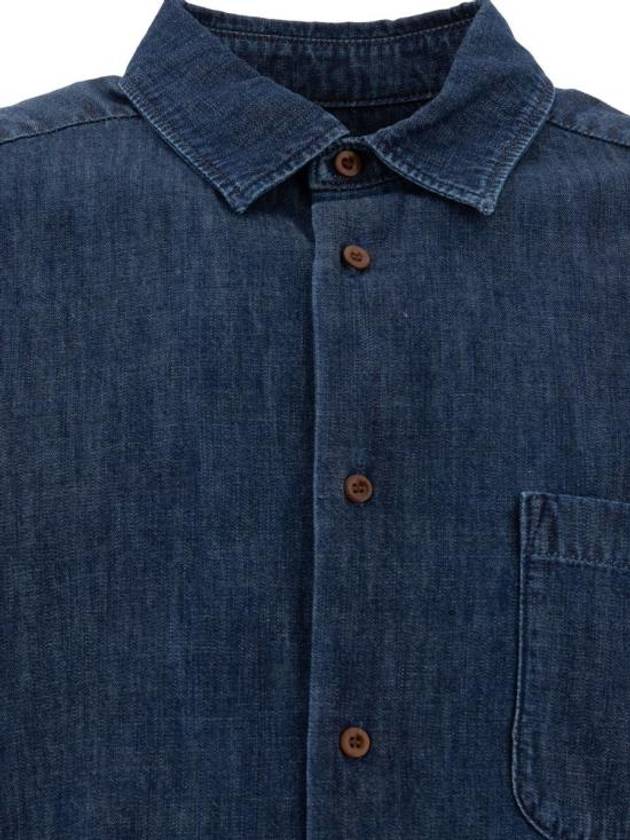 Malo Logo Denim Long Sleeve Shirt Blue - A.P.C. - BALAAN 4