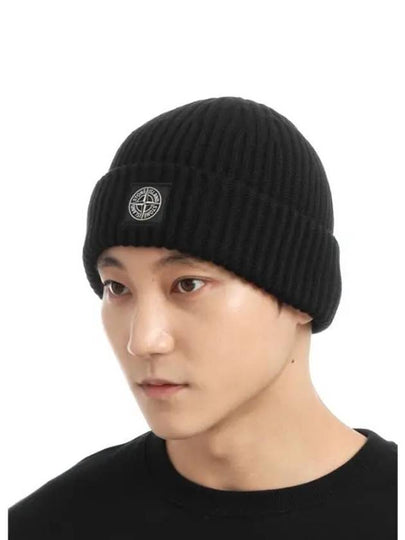 N22C3 Full Rib RWS Wool Beanie Black - STONE ISLAND - BALAAN 2