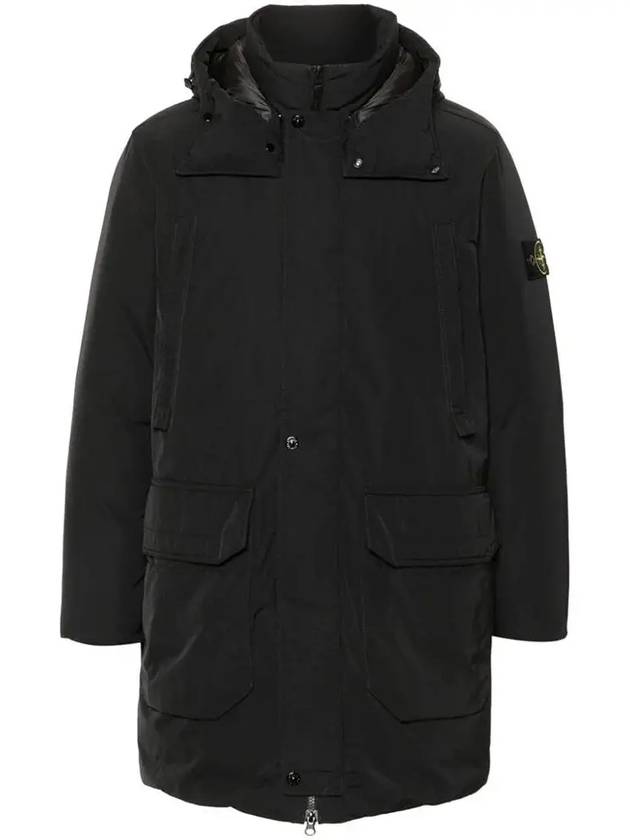 Polyester Micro Twill Long Down Parka Black - STONE ISLAND - BALAAN 3