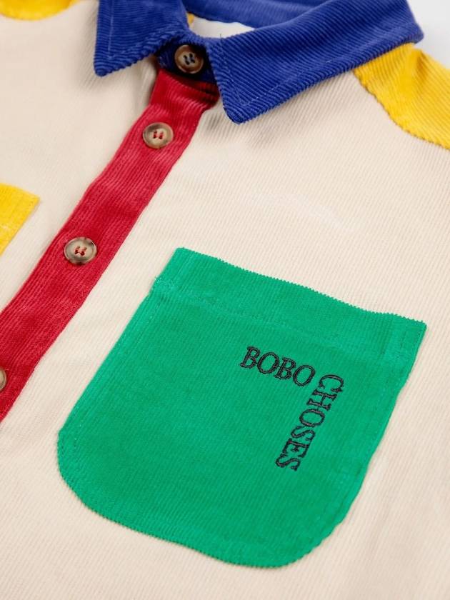 Children s Corduroy Shirt Bobo Square embroidery Color block B224AC031 - BOBO CHOSES - BALAAN 3