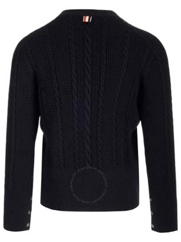 Cable Knitwear Virgin Wool Cardigan Navy - THOM BROWNE - BALAAN 3