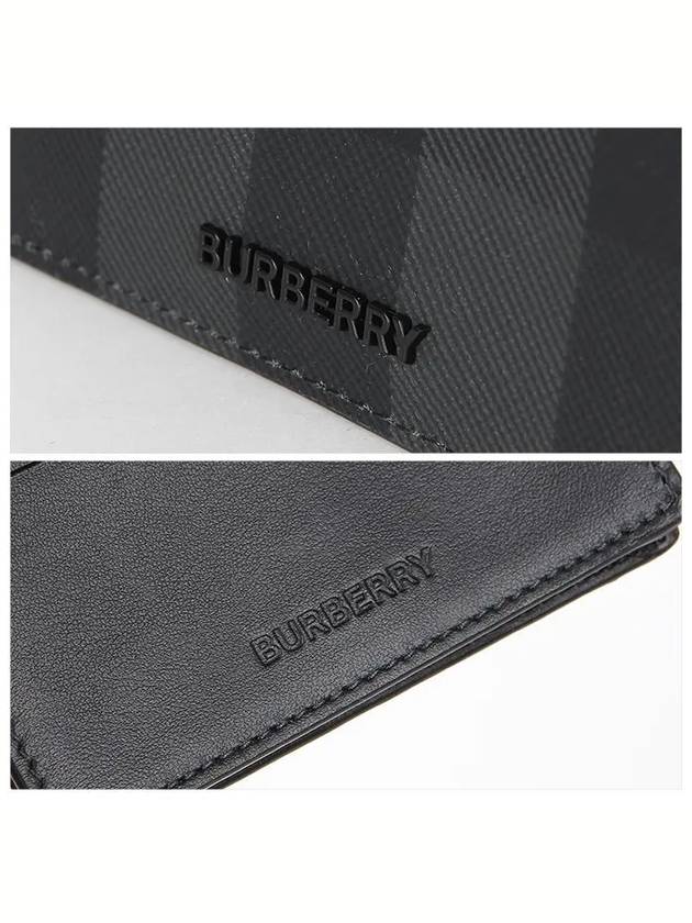 Men's Checked Leather Half Wallet Grey - BURBERRY - BALAAN 5