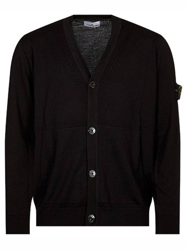 Pure Light Wool Knit Cardigan Black - STONE ISLAND - BALAAN 2