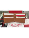 V Logo Signature Calfskin Half Wallet Brown - VALENTINO - BALAAN 3