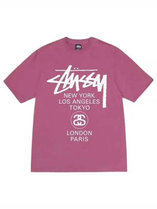 World Tour Short Sleeve T-Shirt Berry - STUSSY - BALAAN 1