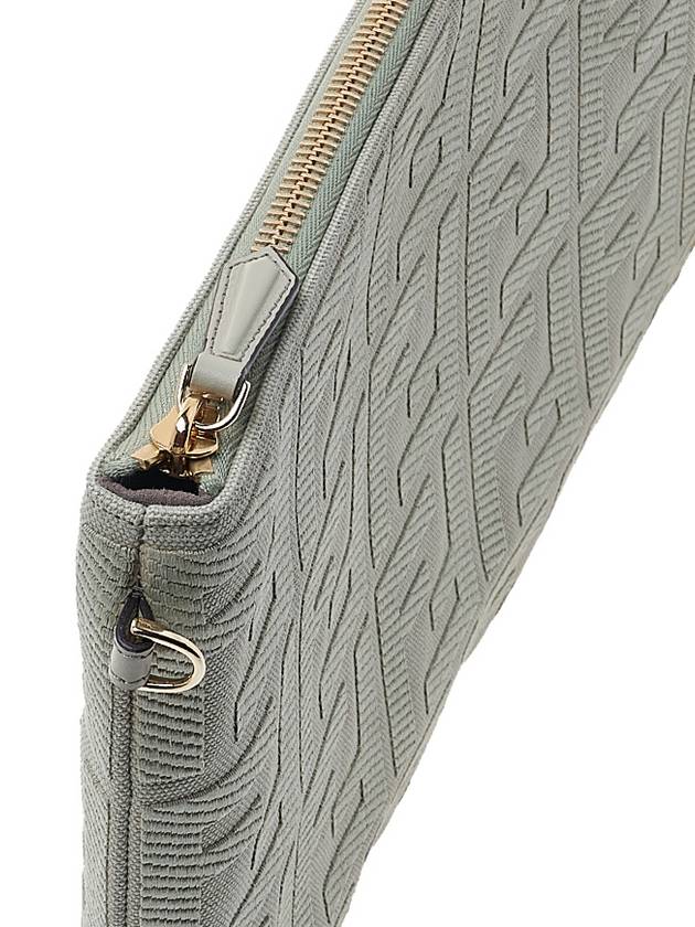 FF Logo Flat Large Clutch Bag Grey - FENDI - BALAAN 8