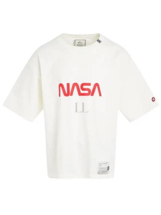 24 A12TS662 White NASA Logo Print Tee - MIHARA YASUHIRO - BALAAN 1