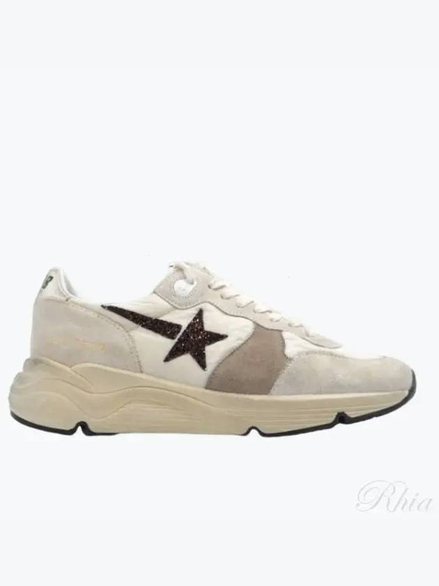 Glitter Star Patch Suede Low Top Sneakers Beige - GOLDEN GOOSE - BALAAN 2