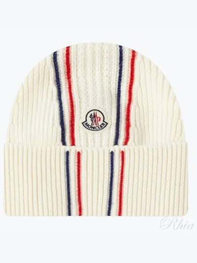 3B00036 M1131 034 Logo Patch Tricolor Wool Beanie - MONCLER - BALAAN 2