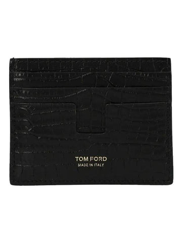Logo Crocodile Card Wallet Black - TOM FORD - BALAAN.