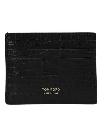 Logo Crocodile Card Wallet Black - TOM FORD - BALAAN 1