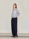 Wide Pin Tuck Linen Slacks Navy - LESEIZIEME - BALAAN 5