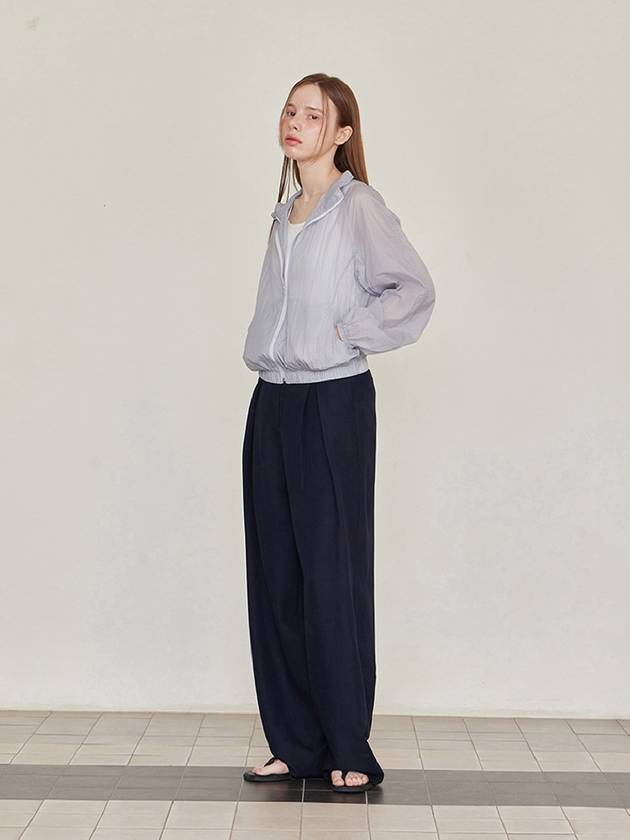 Wide Pin Tuck Linen Slacks Navy - LESEIZIEME - BALAAN 5