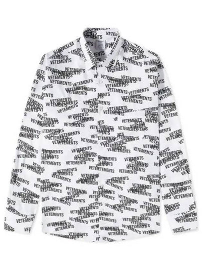 All-Over Stamp Logo Oversized Fit Long Sleeve Shirt Black White - VETEMENTS - BALAAN 2