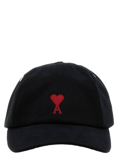 Embroidered Heart Logo Ball Cap Black - AMI - BALAAN 2