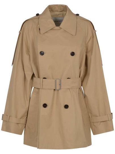 Short Gabardine Trench Coat Beige - BURBERRY - BALAAN 2