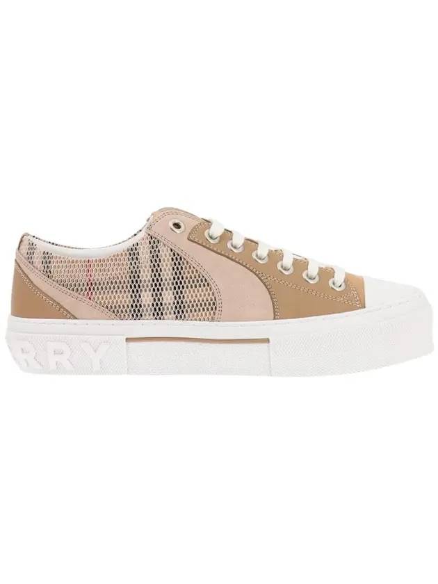 Vintage Check Mesh Leather Suede Low Top Sneakers Beige - BURBERRY - BALAAN 1